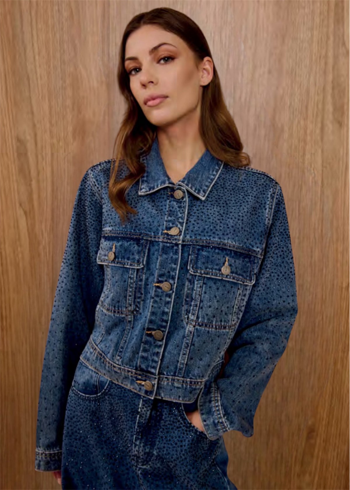 INFLUENCER - Giacca in denim con pietre donna