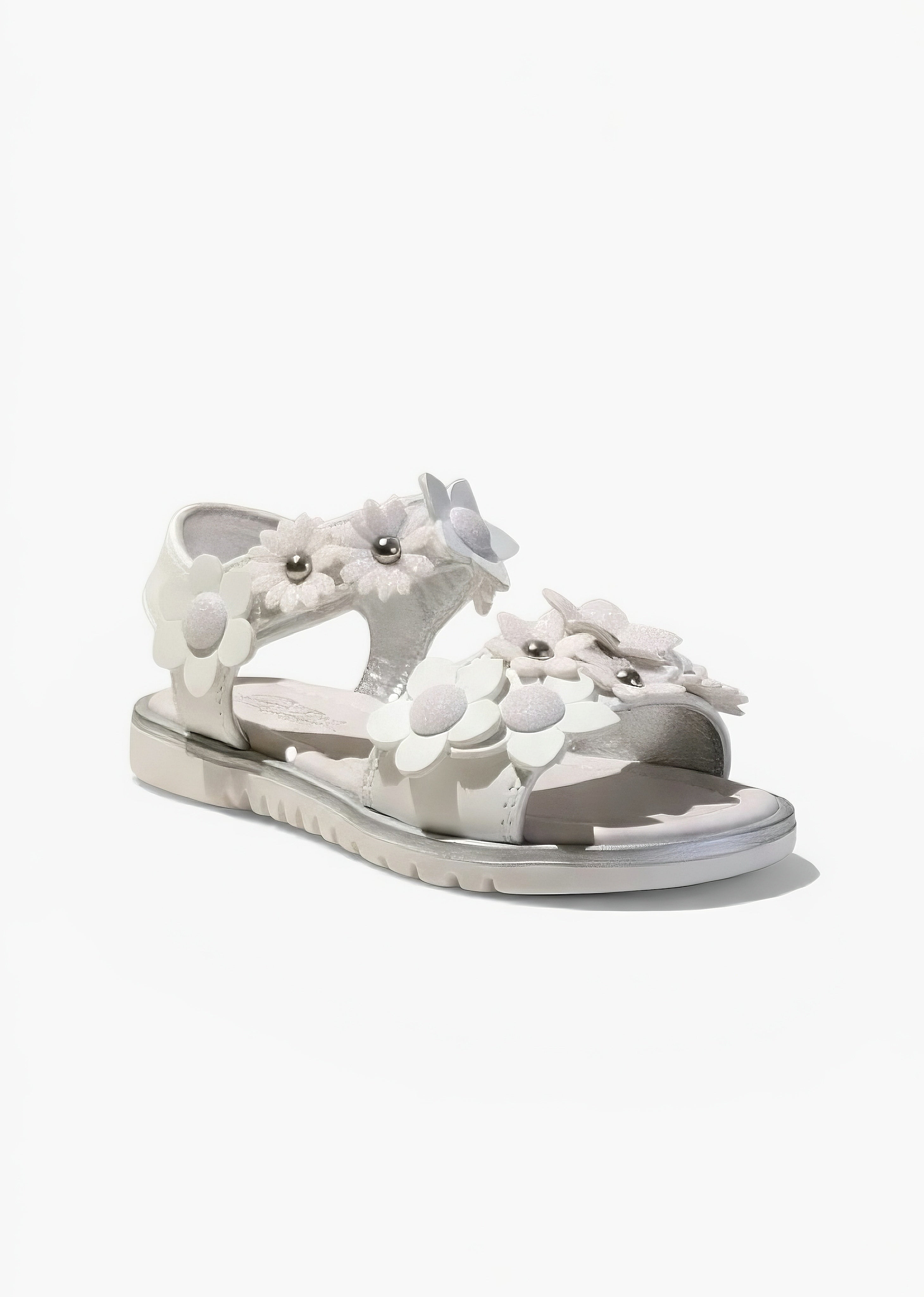 BALDUCCI SPORT - Sandalo bianco con glitter e fiori bambina