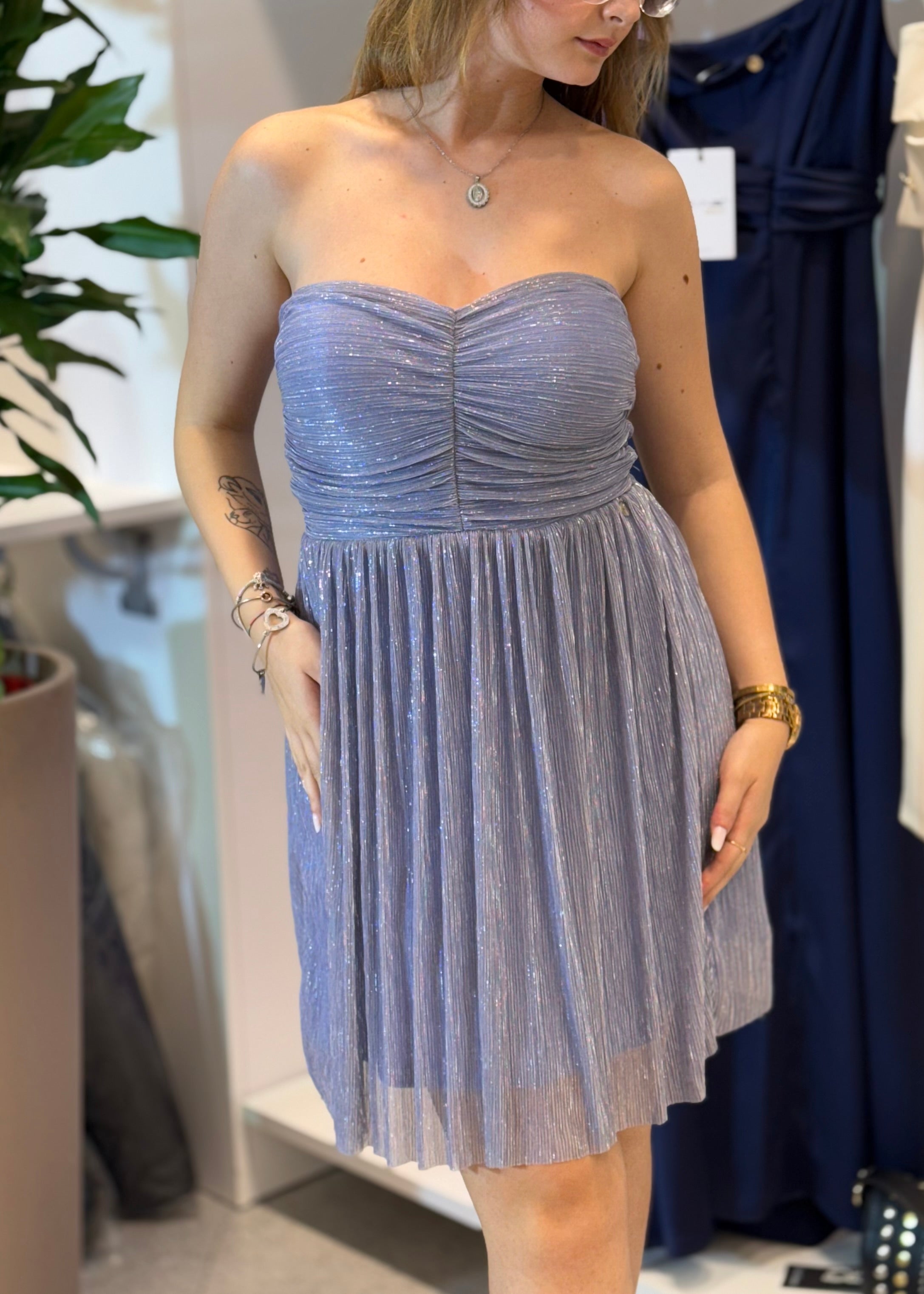 JE-NE - Abito glicine lurex donna