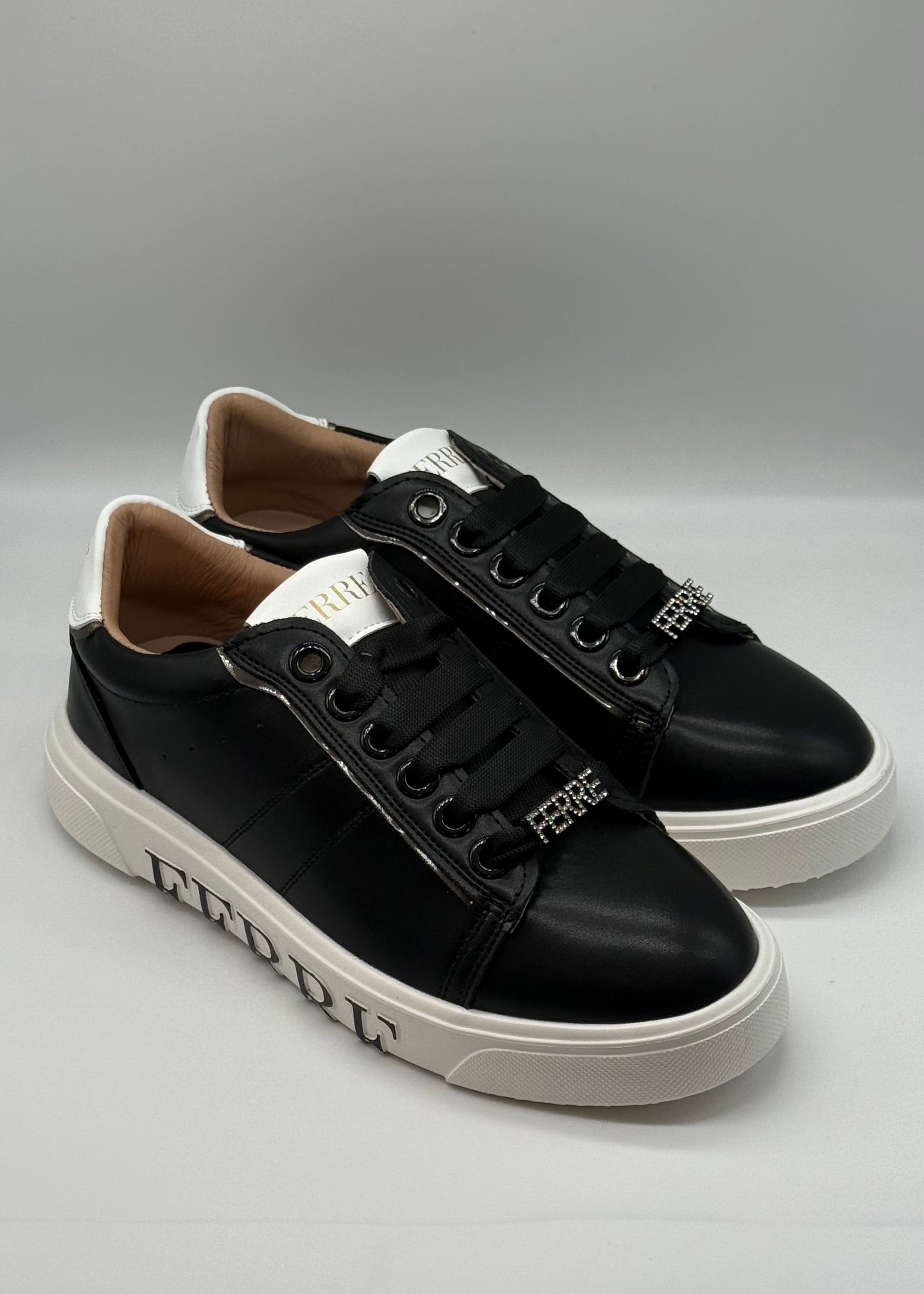 FERRE  - Sneakers nere con applicazione strass donna