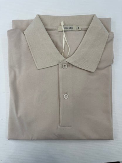 GIANNI LUPO - Polo beige doppio bottone e colletto uomo