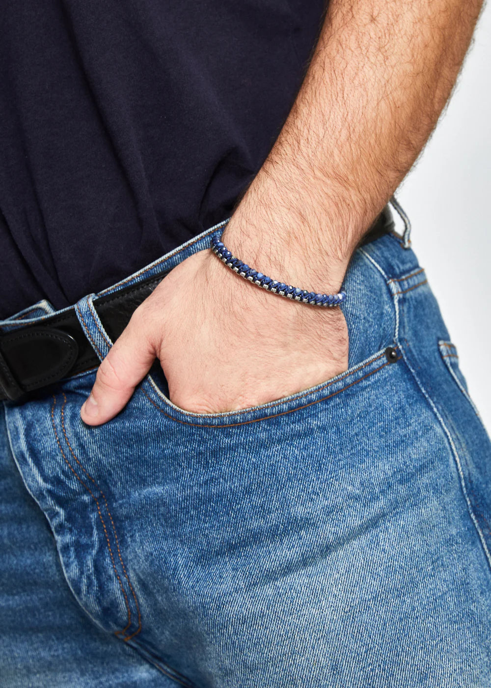 NALI - Bracciale CORD in pietre semipreziose uomo