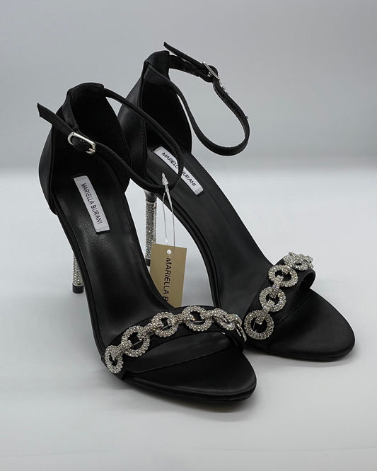 MARIELLA BURANI - Sandalo gioiello nero con decorazione in pietra