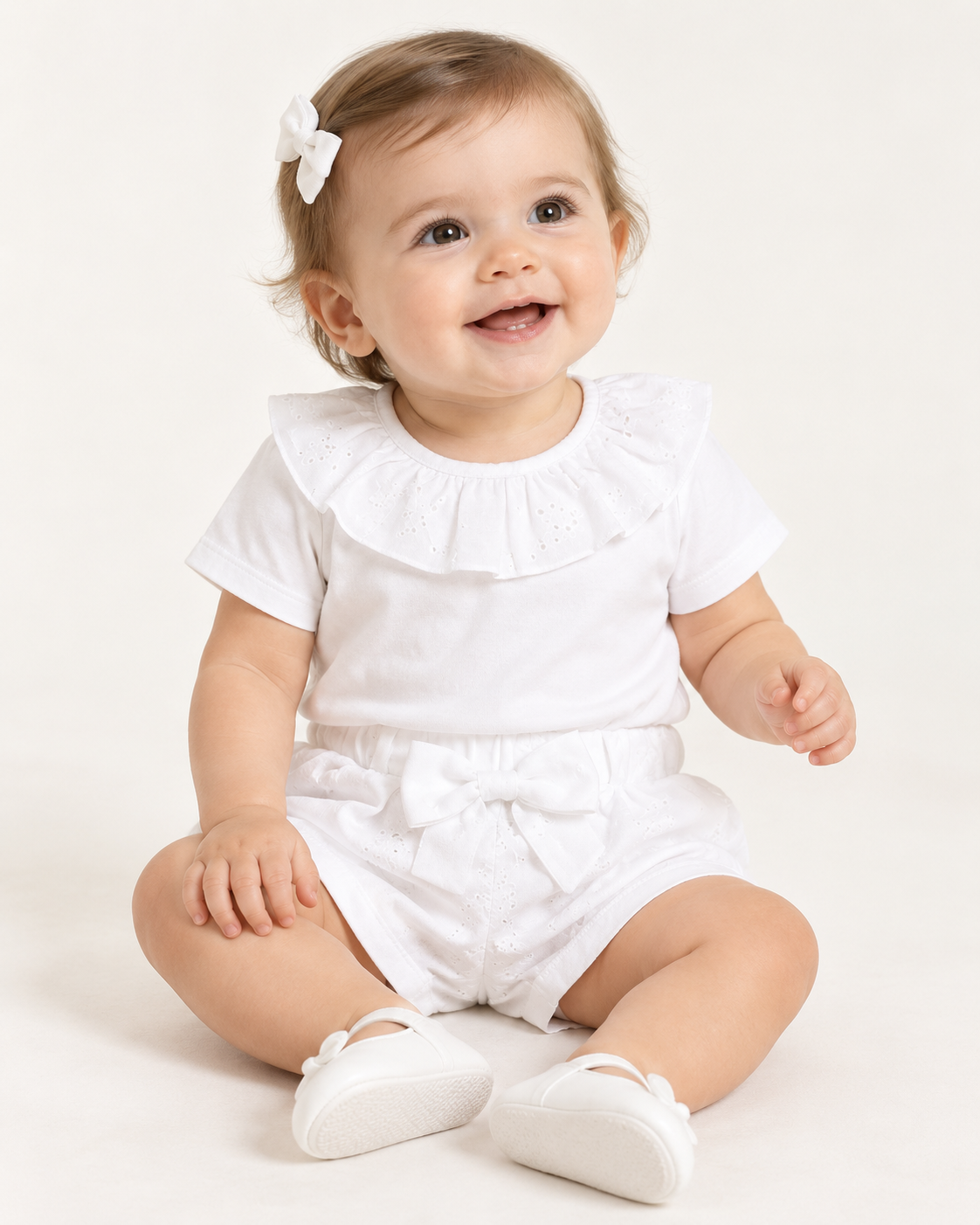JANICE - OUTFIT COMPLETO - T-shirt con short in pizzo neonata - bambina