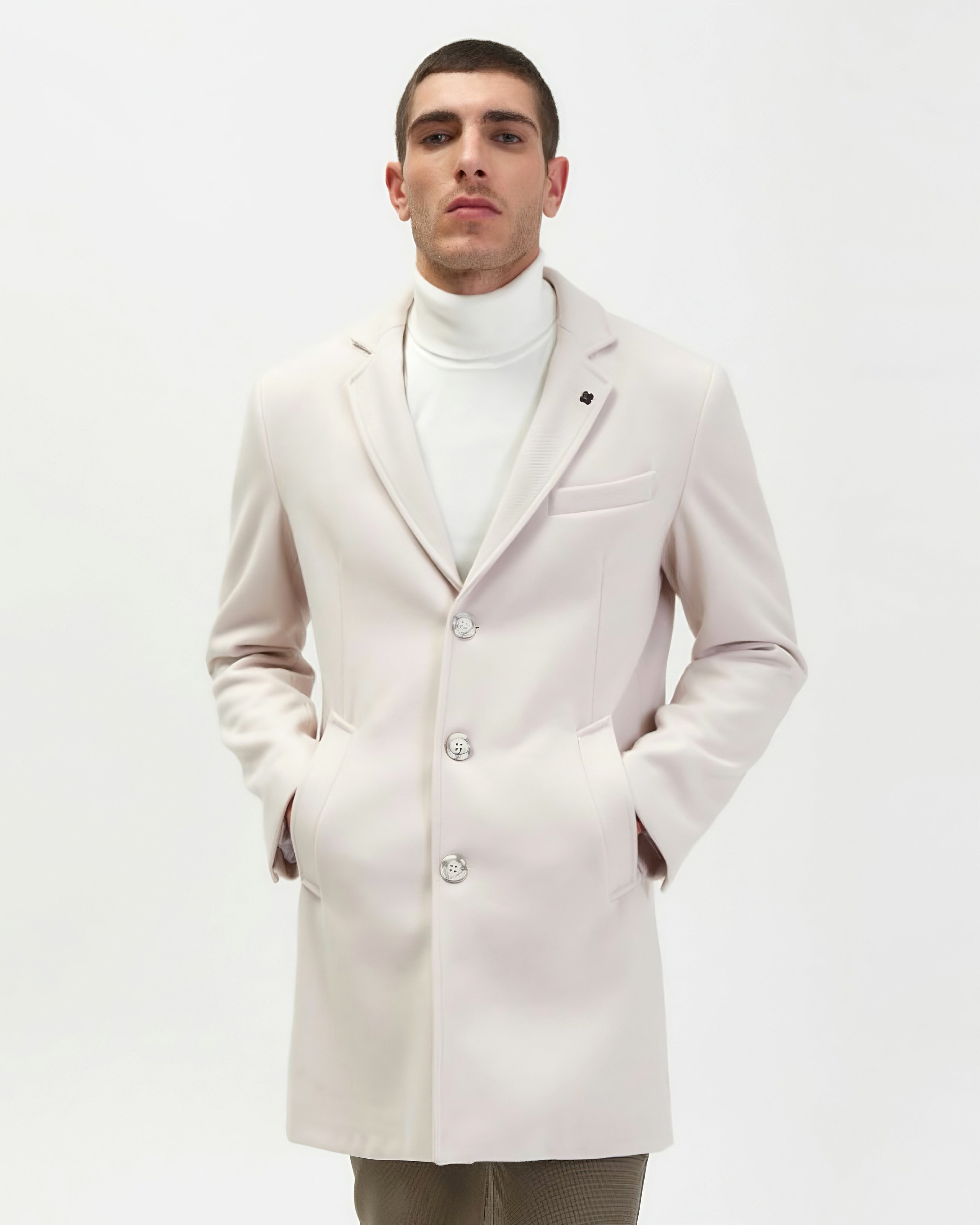 GIANNI LUPO - Cappotto in panno color panna uomo uomo