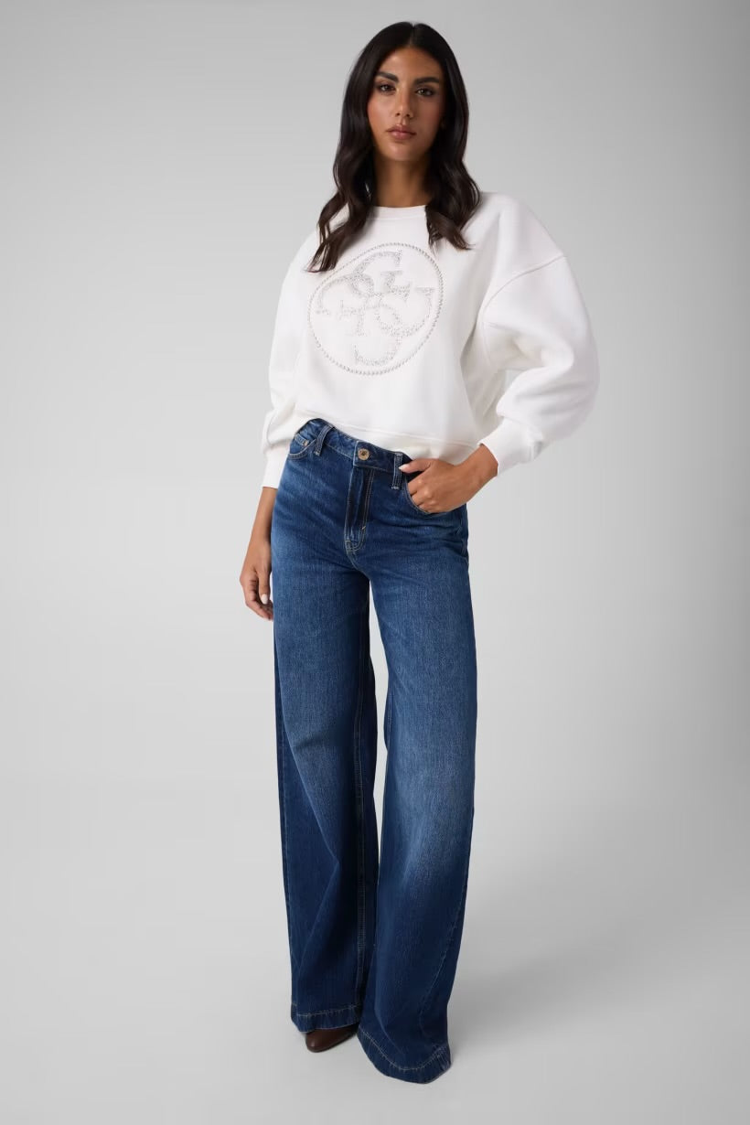 GUESS - Felpa  donna con logo strass