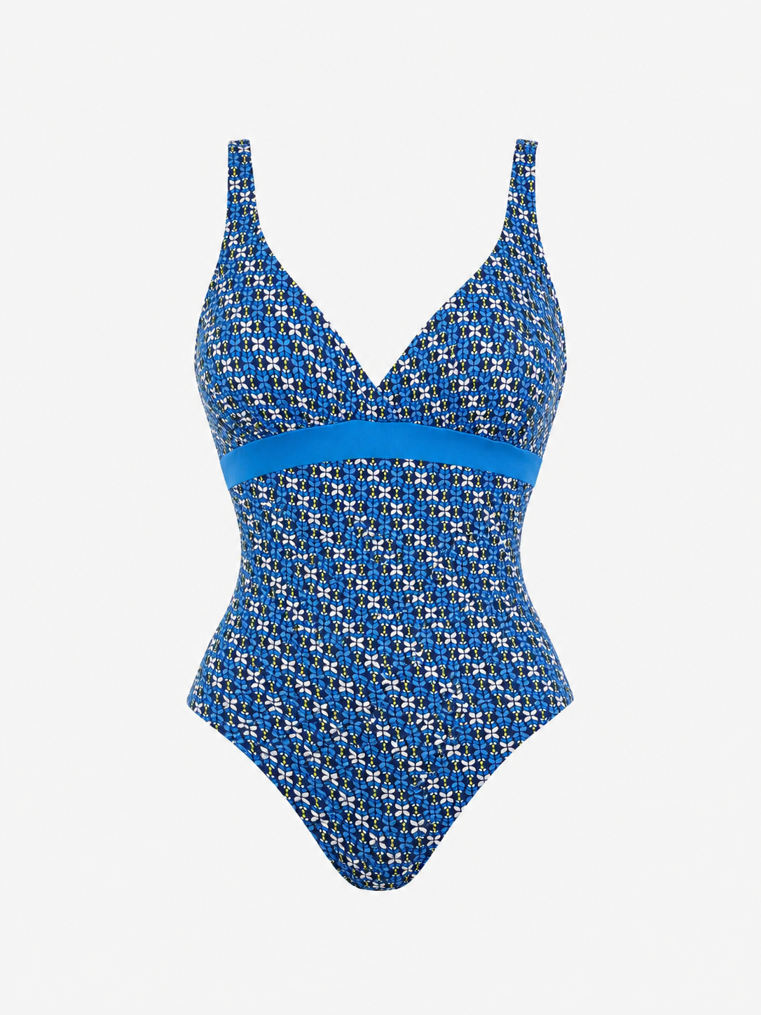 FATTORE C - Monokini blu fantasia con borchiette oro