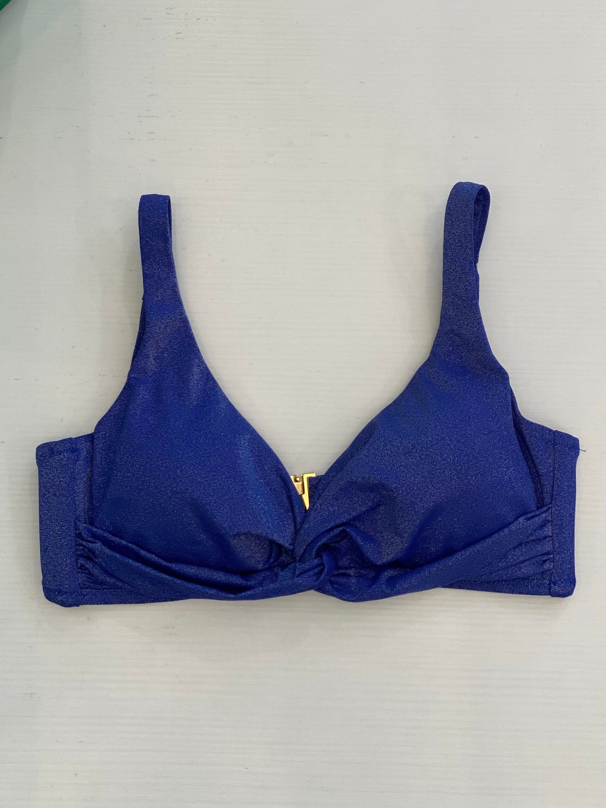 FATTORE C - Top azzurro lurex con coppa donna