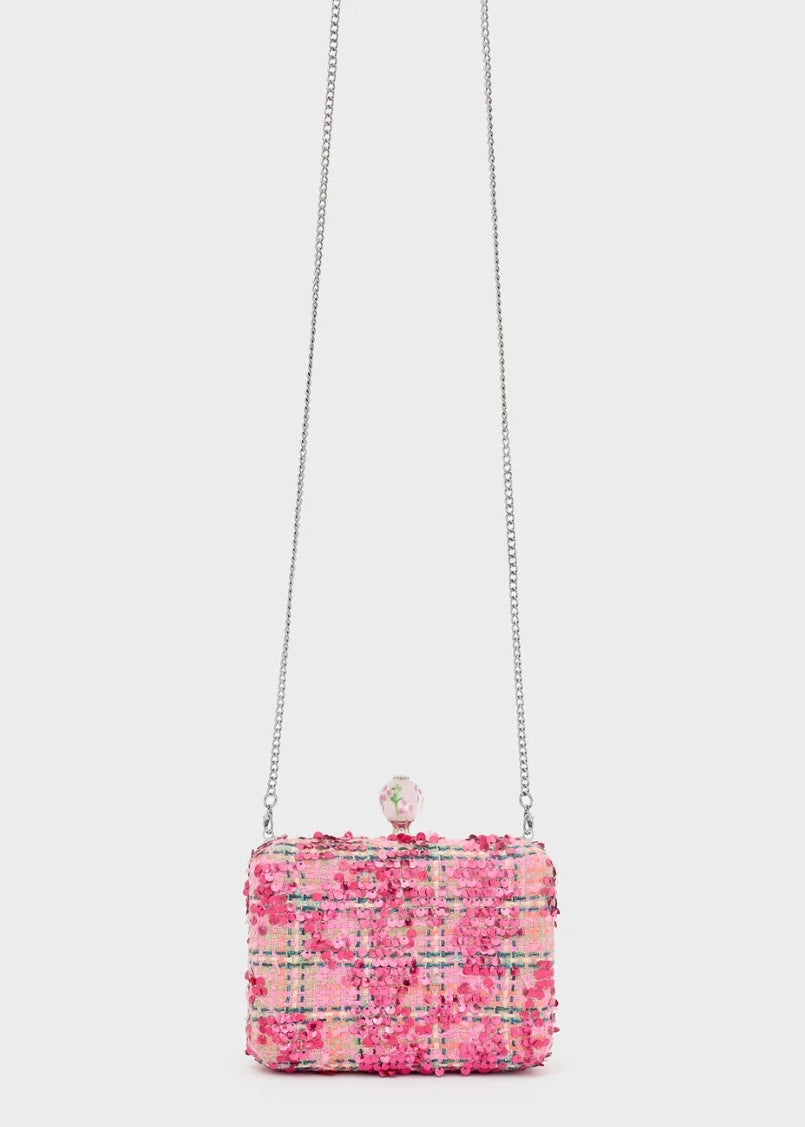 NALI - Clutch ELENA in tessuto ricamato con paillettes