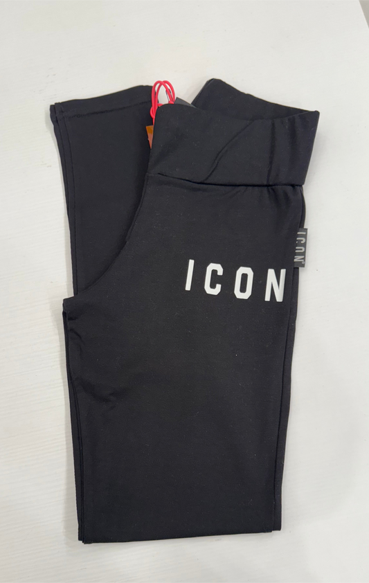 ICON - Leggings nero con logo bianco donna