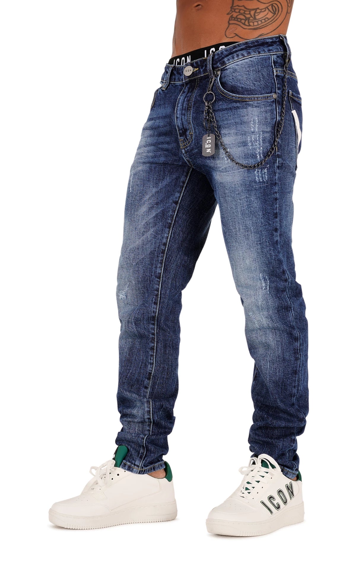 ICON - Jeans logo grande sul retro uomo