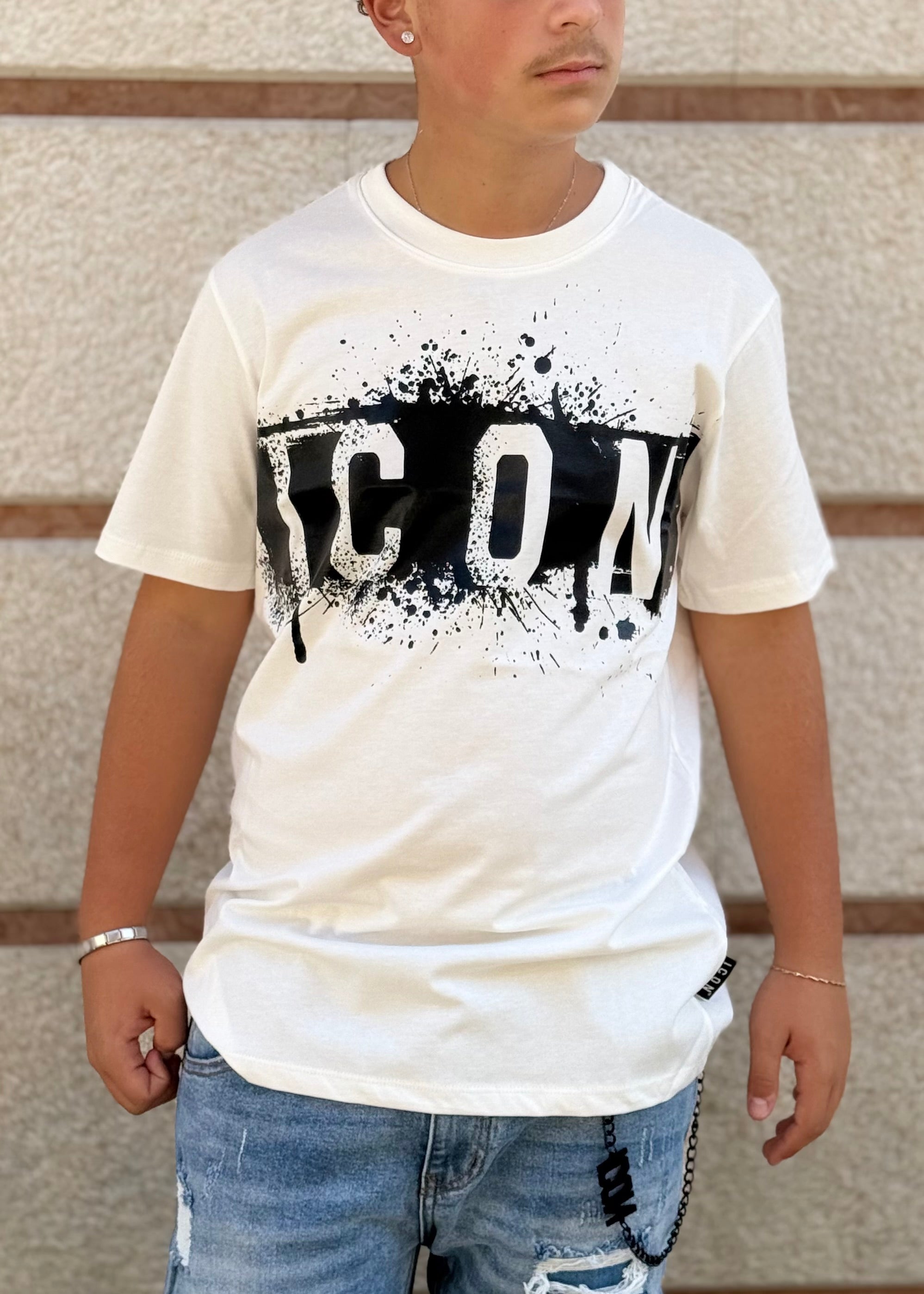 ICON - T-shirt con logo colature uomo