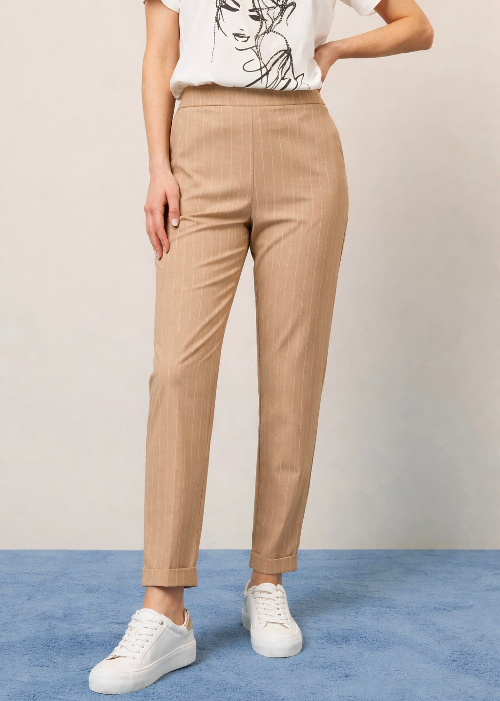 TEE TIME - Pantalone a sigaretta gessato donna
