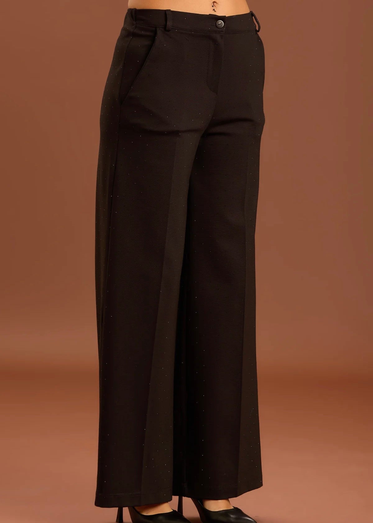 Take two- Pantalone con strass a palazzo in punto milano donna