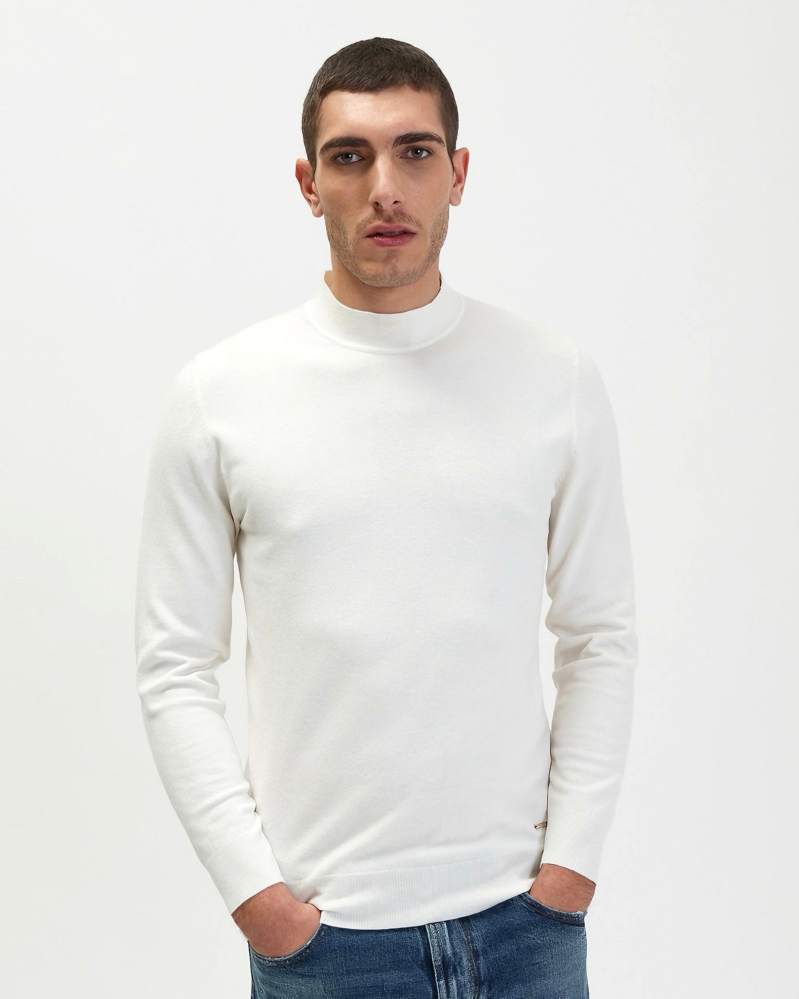 GIANNI LUPO - Maglioncino con collo in lana rasata uomo