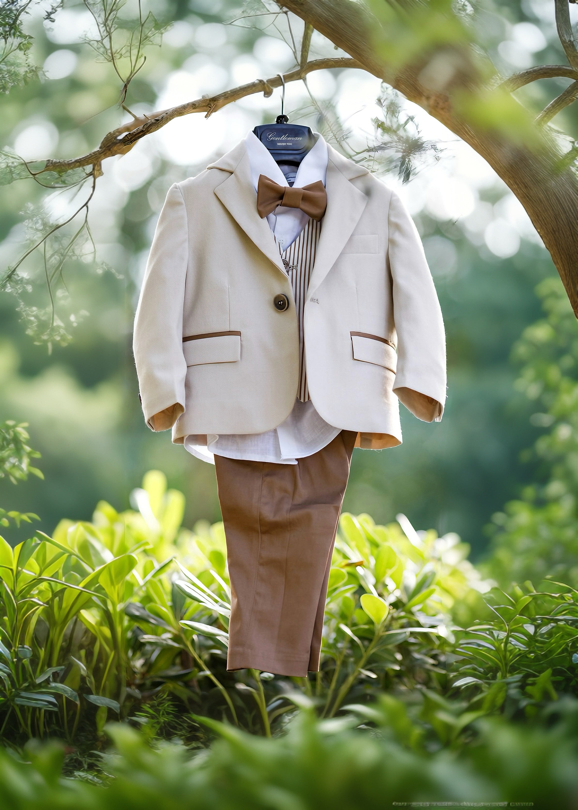NEVER TOO - GENTLEMAN - SET COMPLETO - Abito beige e marrone