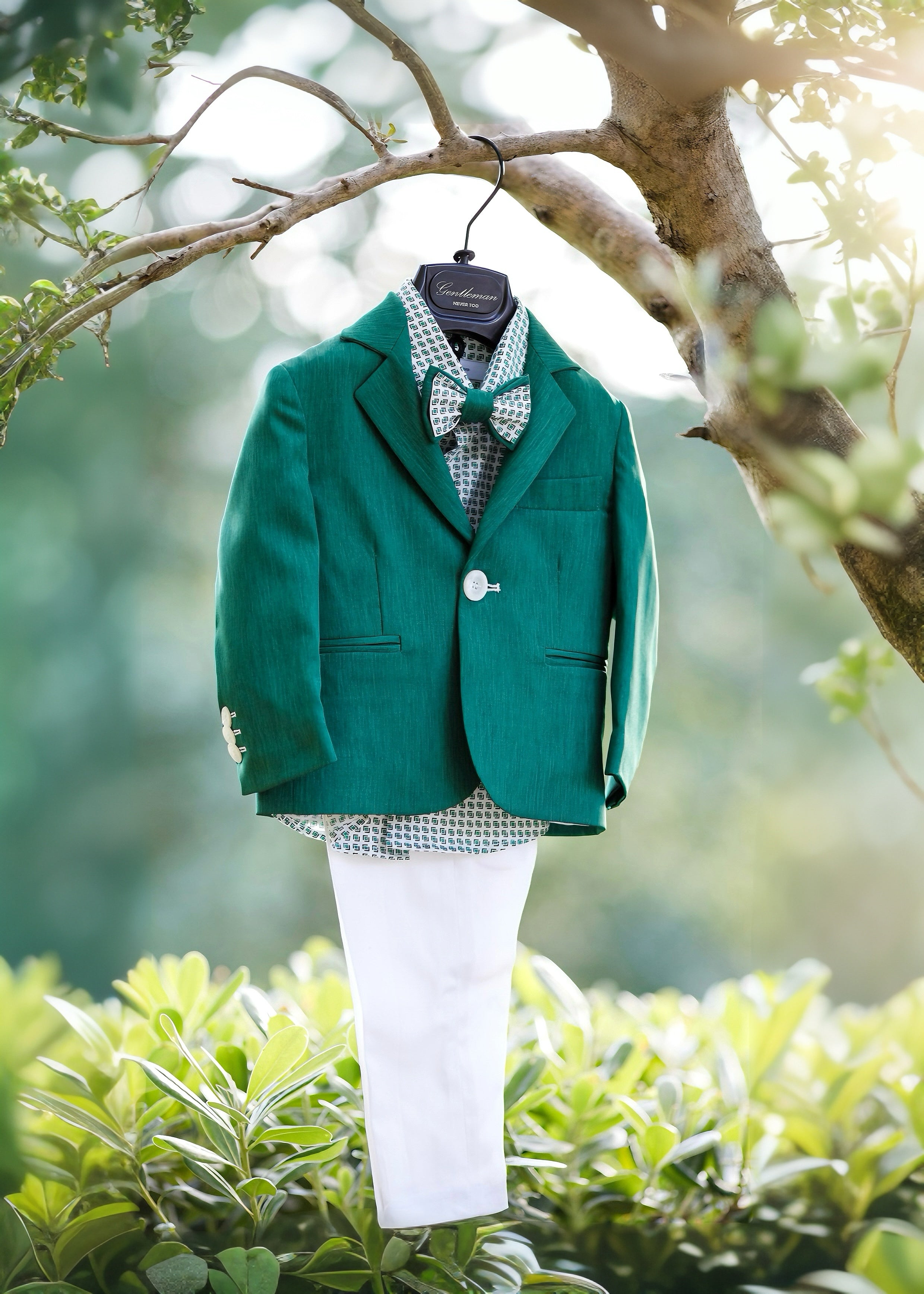 NEVER TOO - GENTLEMAN - SET COMPLETO - Abito verde e bianco