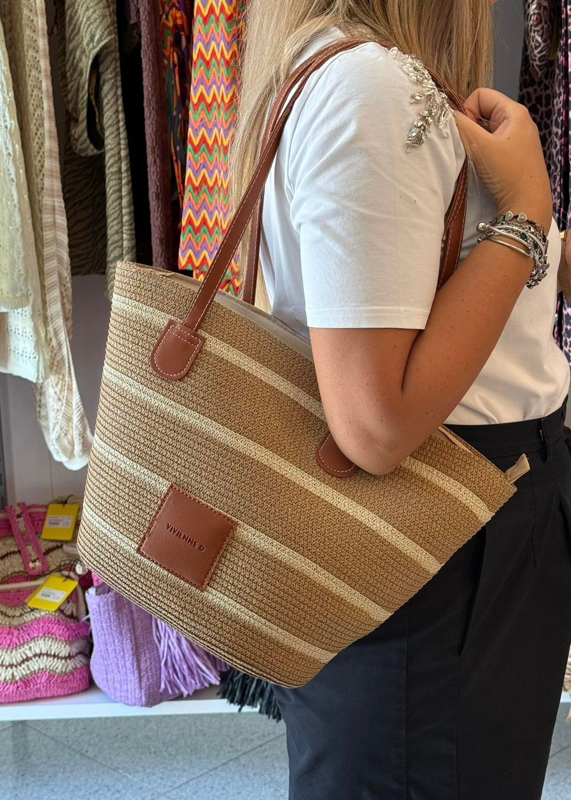 VIVIENNE D - Borsa in paglia donna