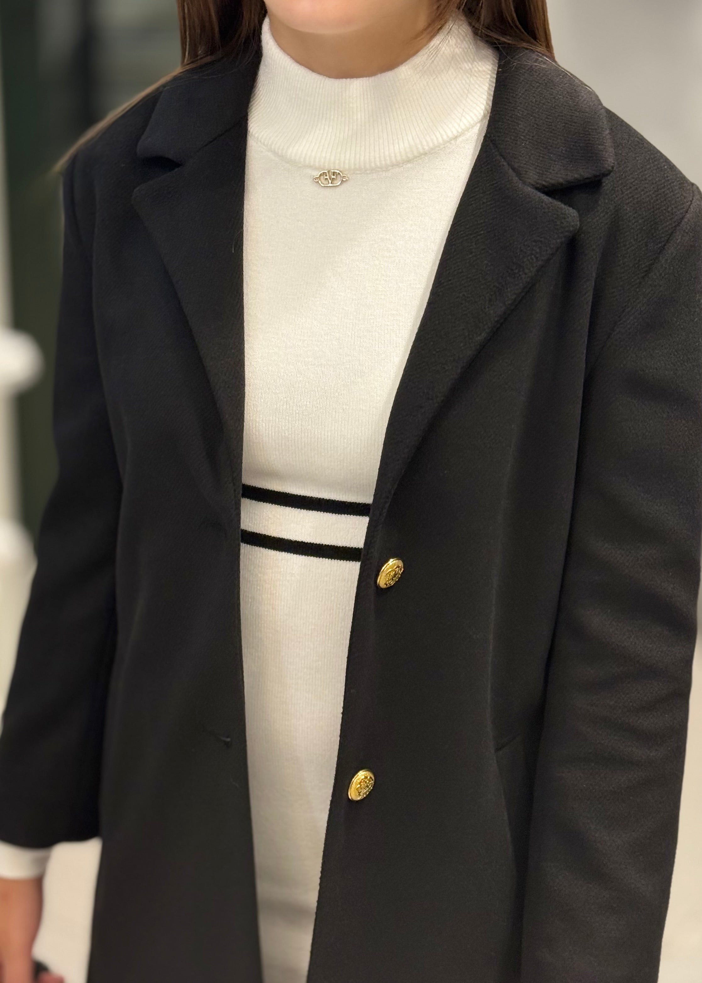 JANICE - Cappotto nero bambina