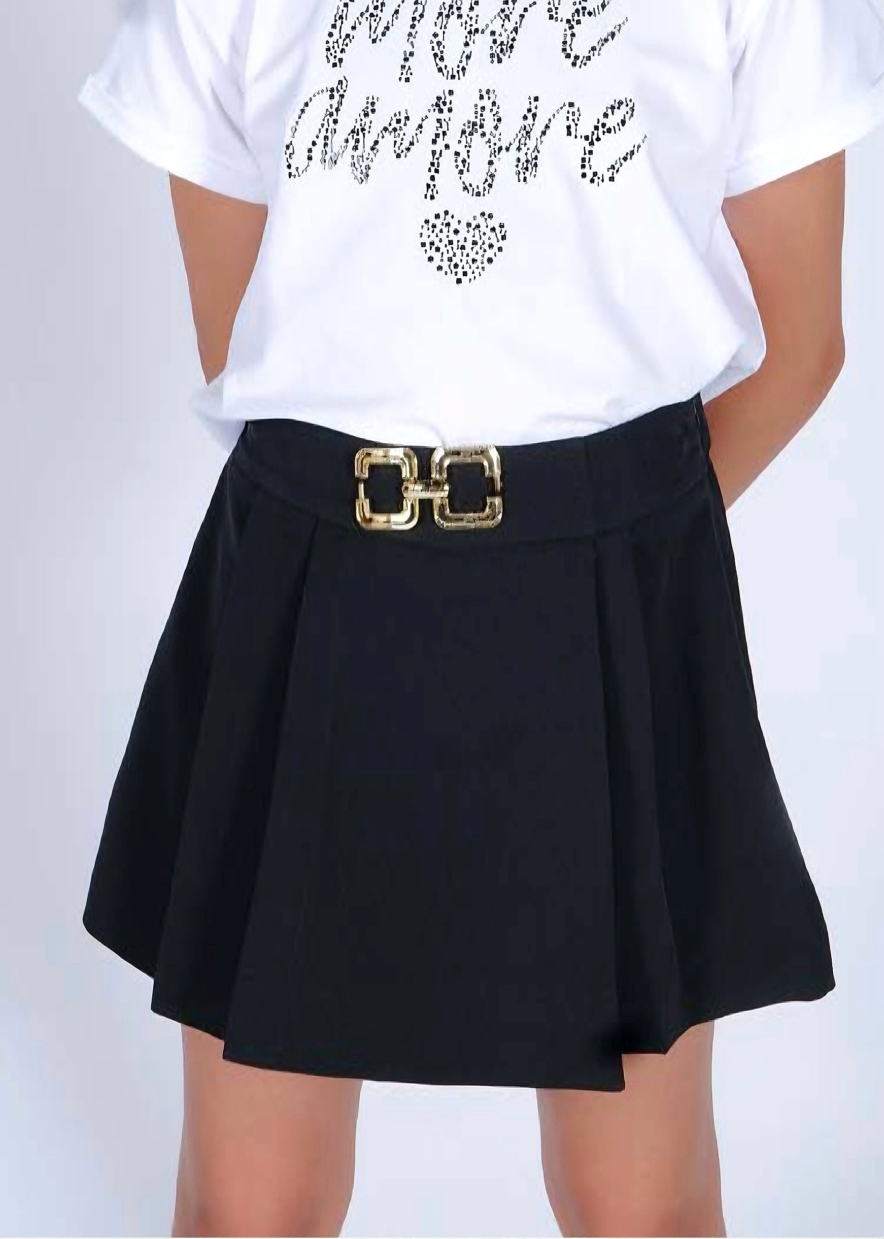 FUN FUN - Pantagonna nero con fibbia oro bambina