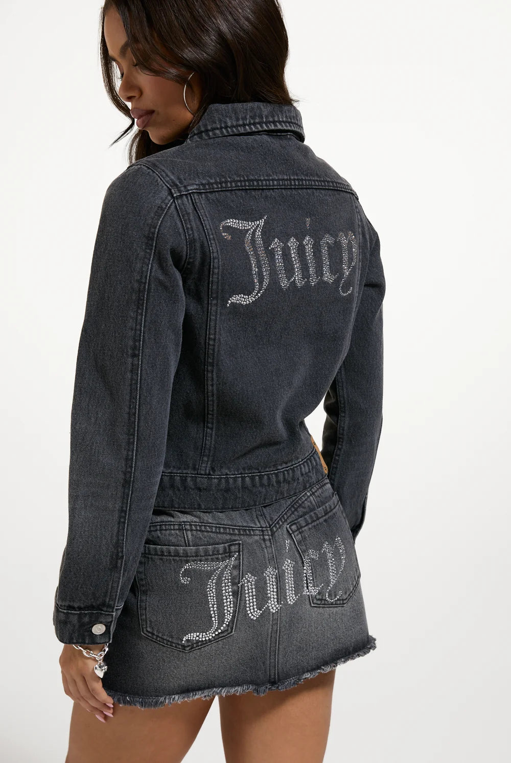 JUICY COUTURE - Giacca in denim con logo in strass donna