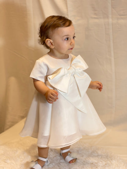 FUN FUN - COUTURE - Abitino bianco con maxi fiocco bambina