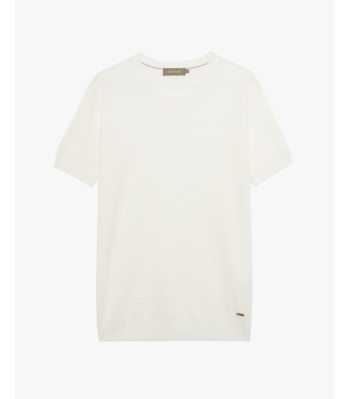 GIANNI LUPO - T-shirt in maglia texurizzata bianca uomo