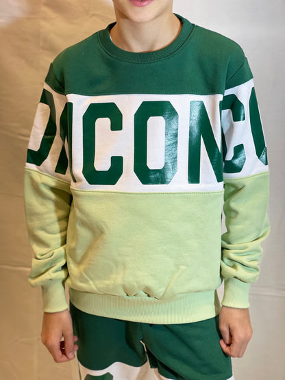 ICON - Felpa verde bambino con maxi logo