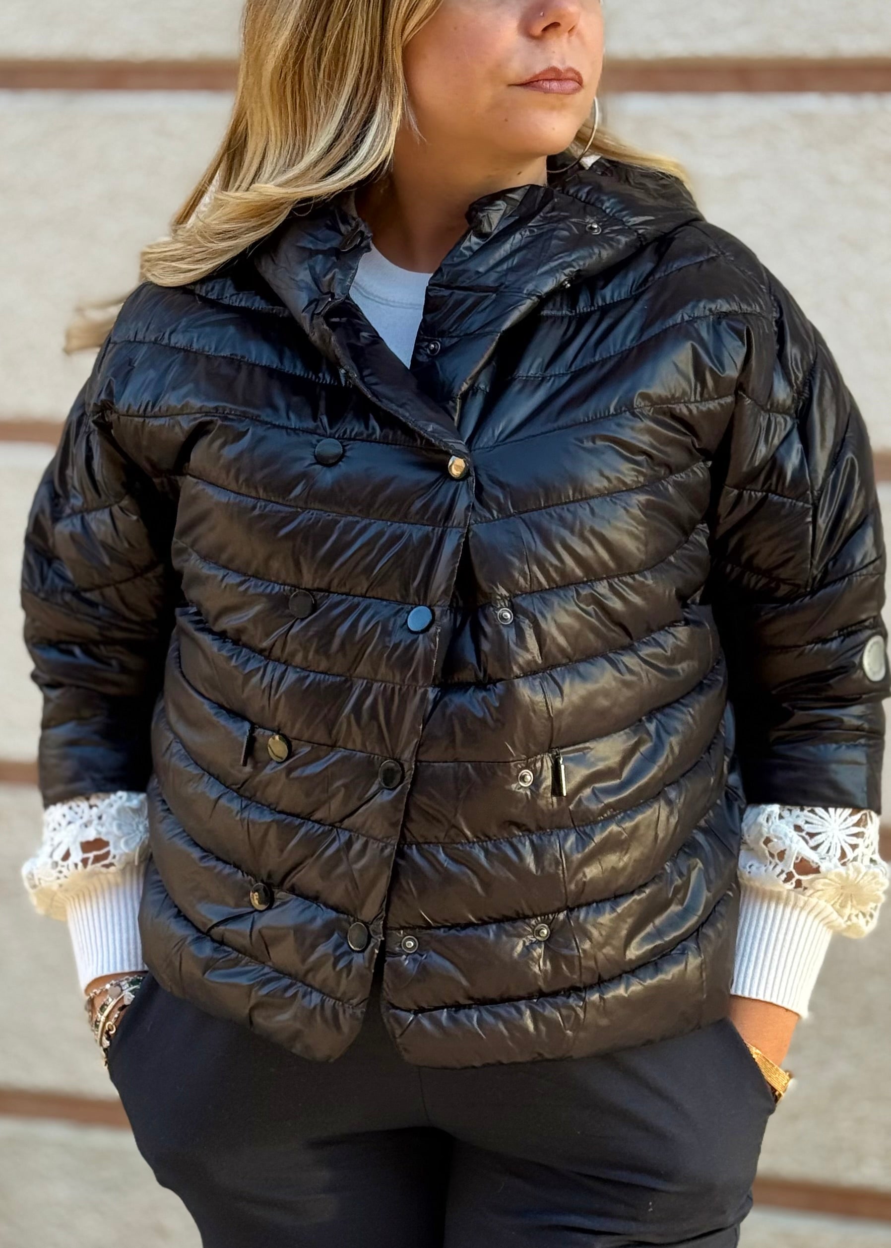 INDOMINA - Giubbotto con cappuccio e manica a 3/4 donna