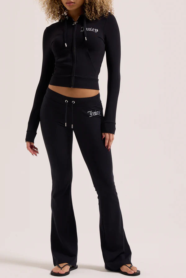 JUICY COUTURE - Felpa con zip e cappuccio in Jersey con logo in strass donna