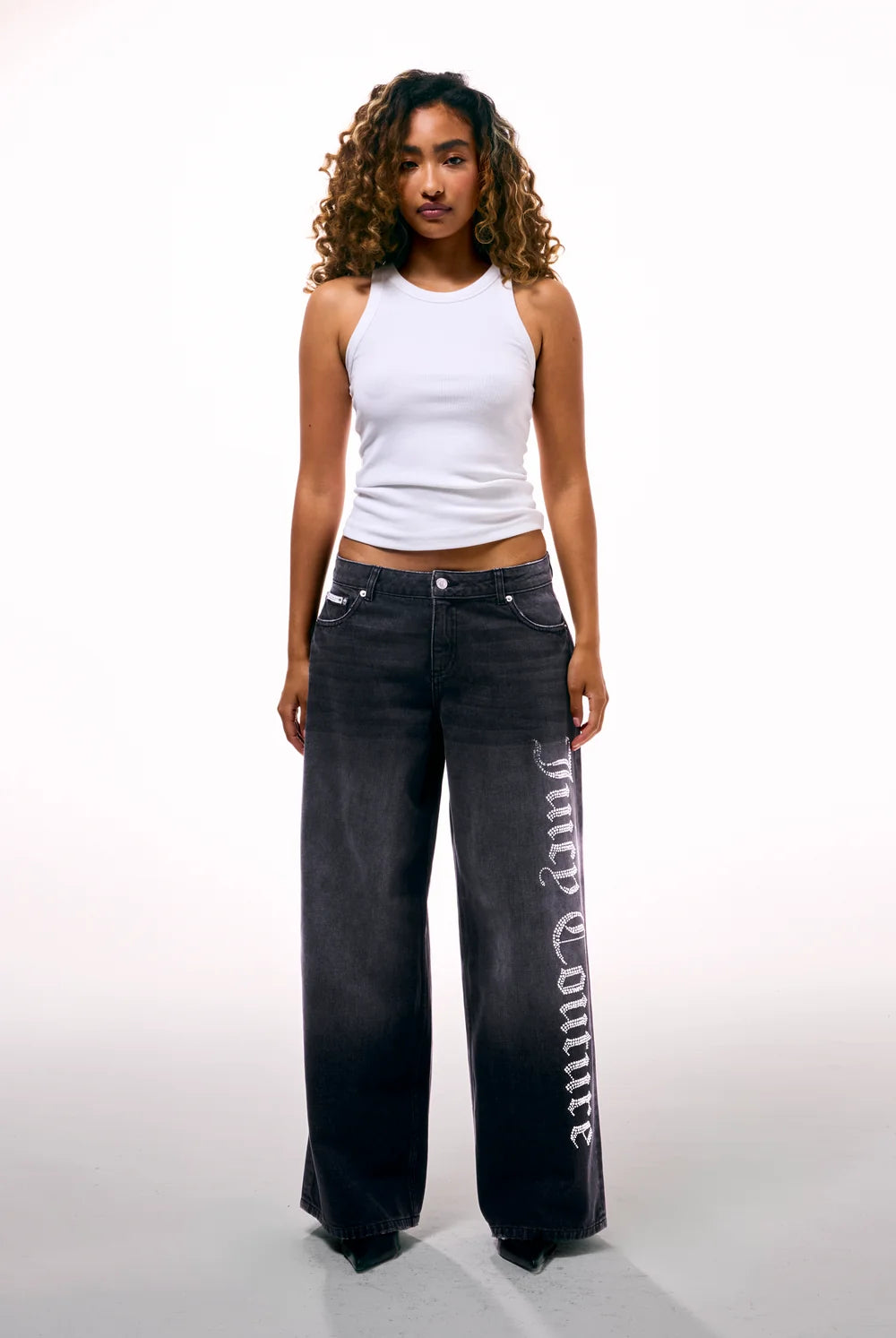 JUICY COUTURE - Jeans a palazzo con logo in strass donna