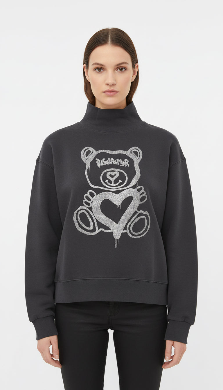 DISCLAIMER - Felpa con collo alto e stampa donna