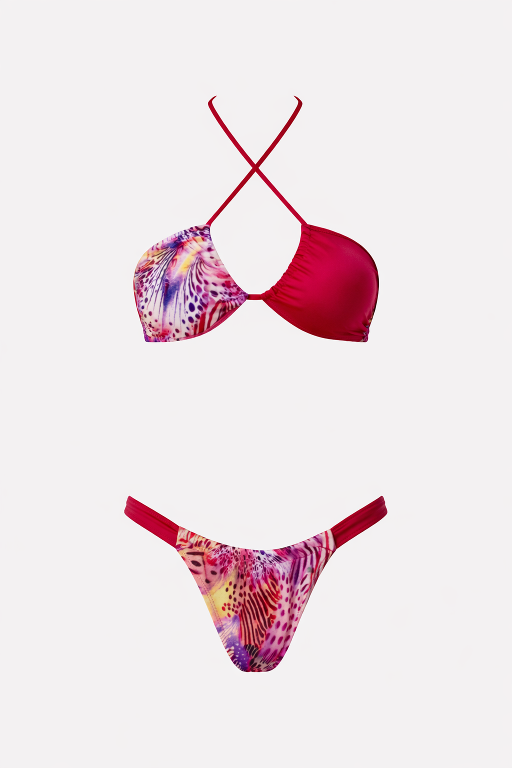 4GIVENESS - Bikini fascia con slip fisso PINK BUTTERFLY donna