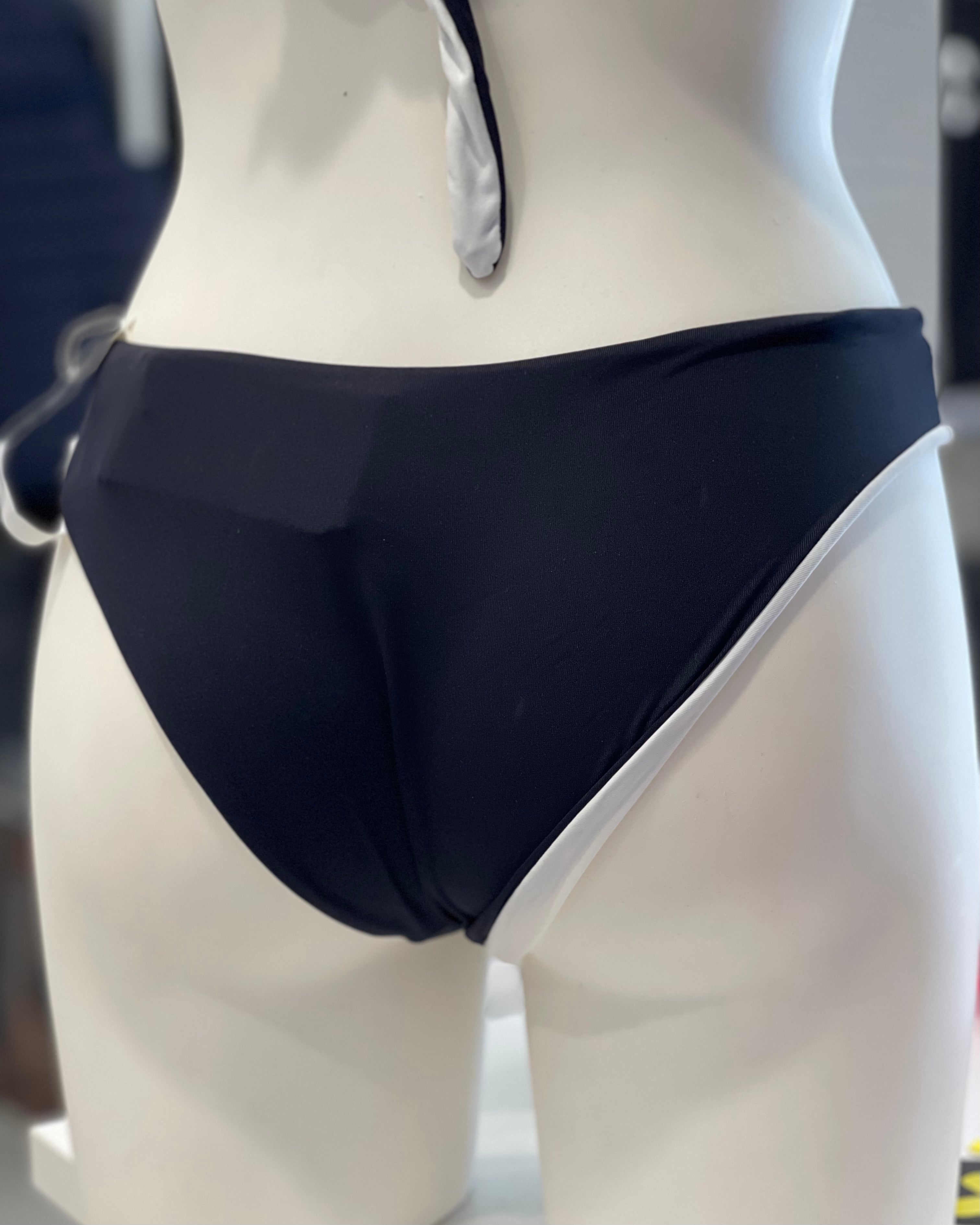 FATTORE C - Bikini reggiseno con slip fisso bianco e nero donna