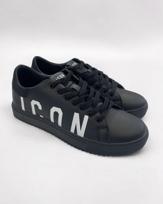 ICON - Sneaker bassa total black con logo bianco