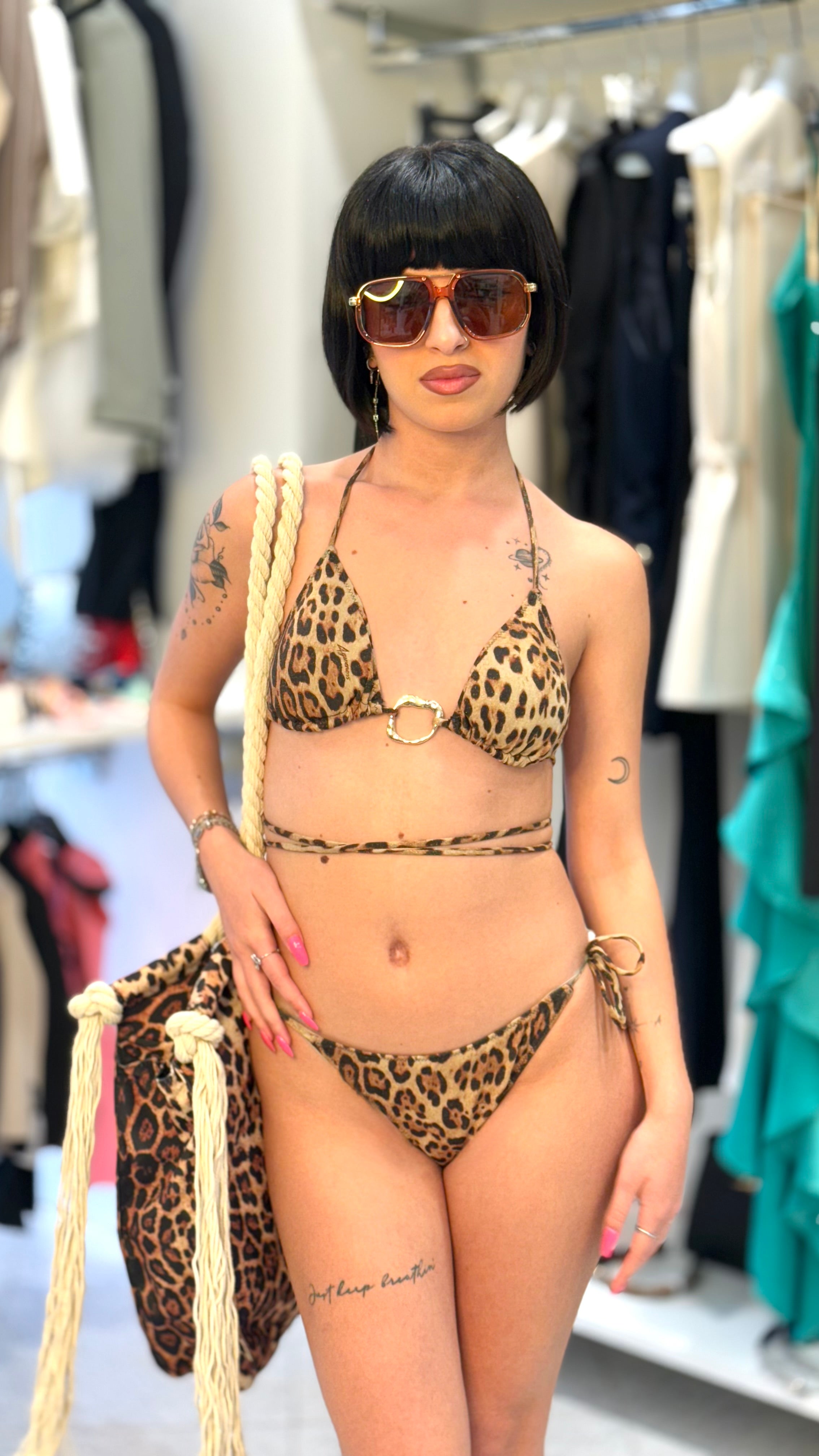 4GIVENESS - Bikini triangolo con slip regolabile LEOPARD SOUL donna