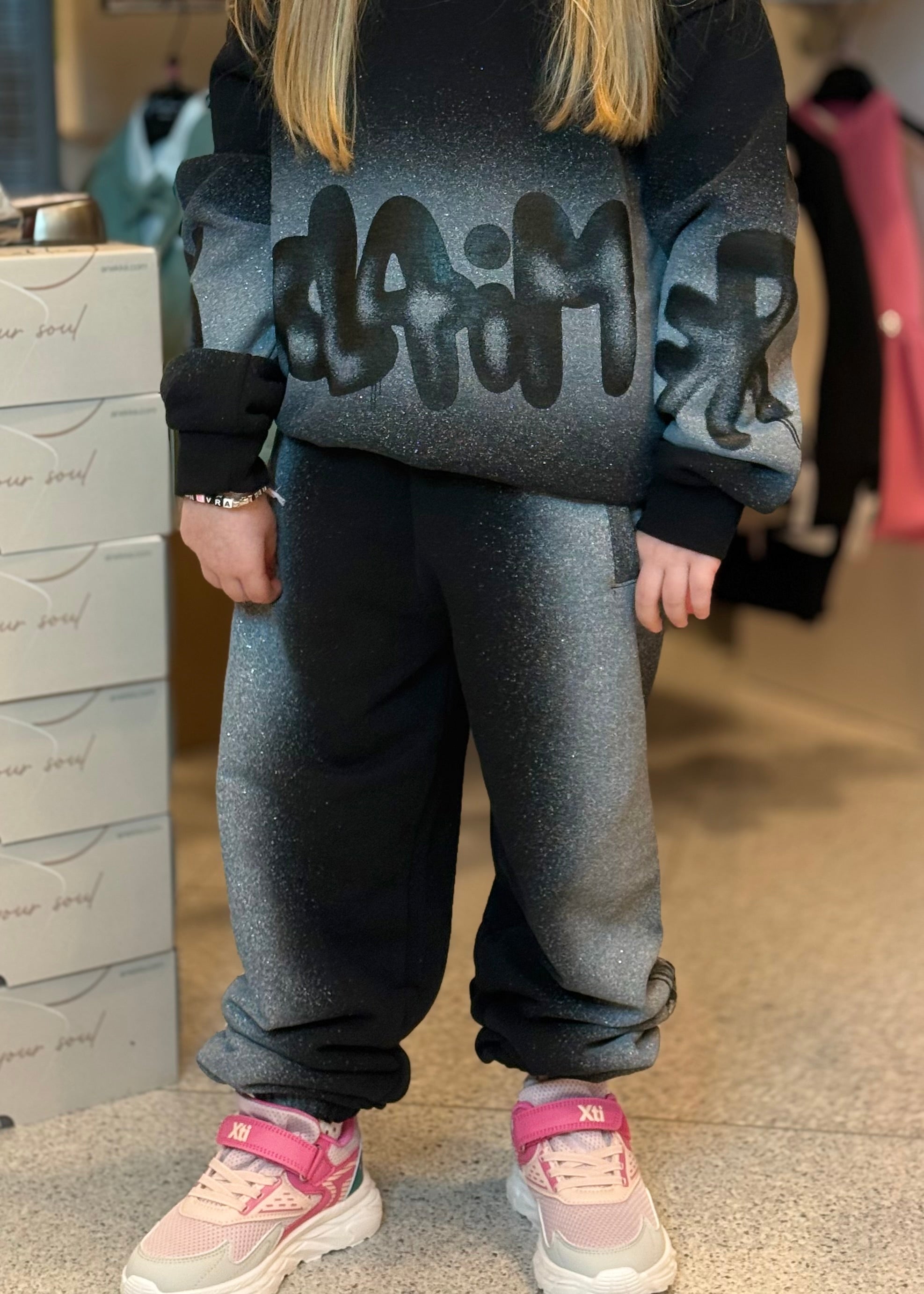 DISCLAIMER - Pantalone con logo in strass bambina