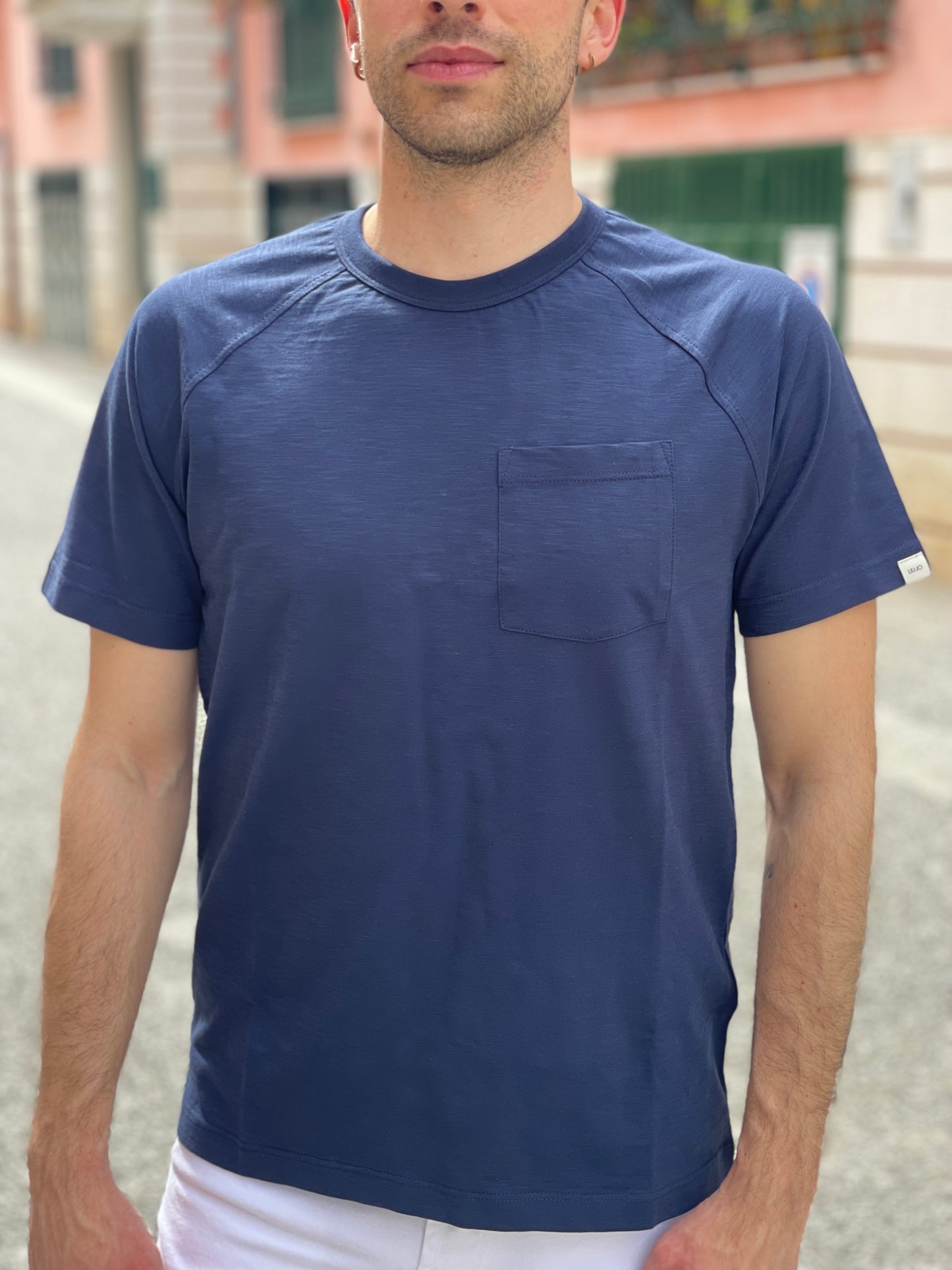 LIU-JO UOMO - T-shirt blu con taschino