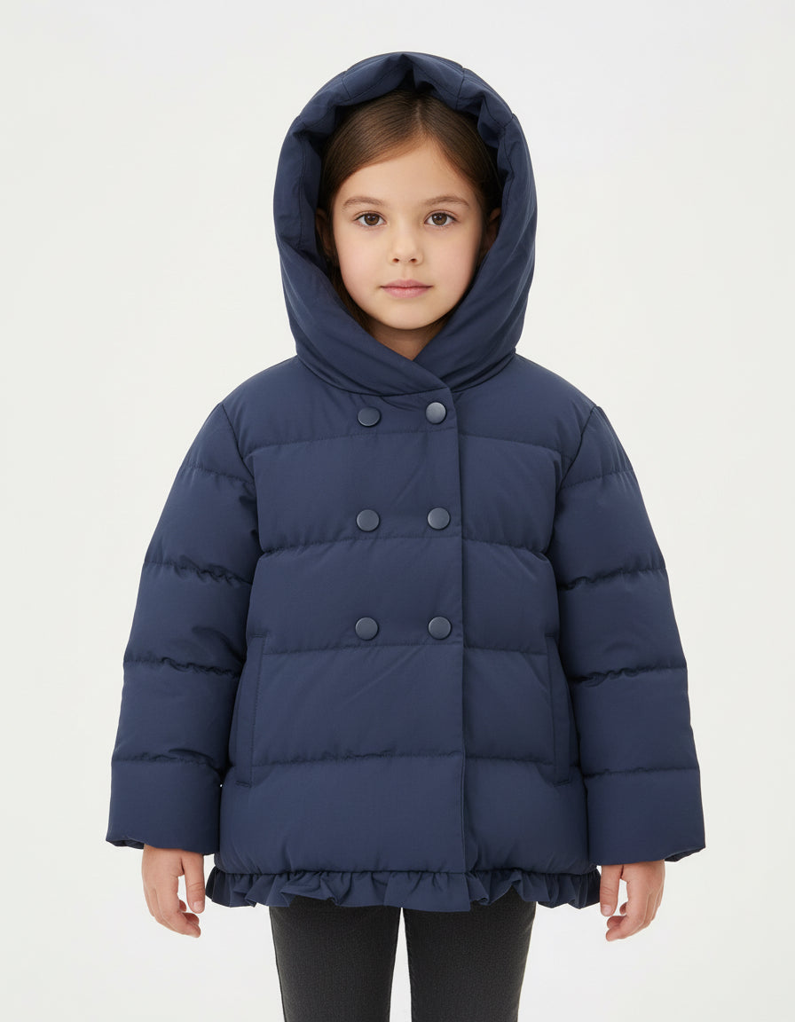 LOLETA - Giubbotto blu doppiopetto con cappuccio