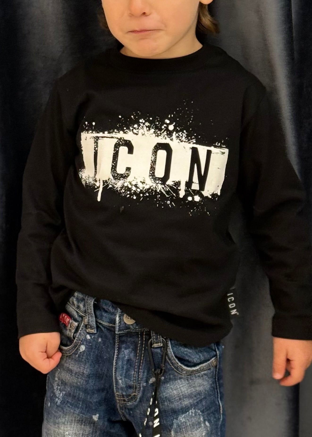 ICON - T-shirt manica lunga con logo colature bambino