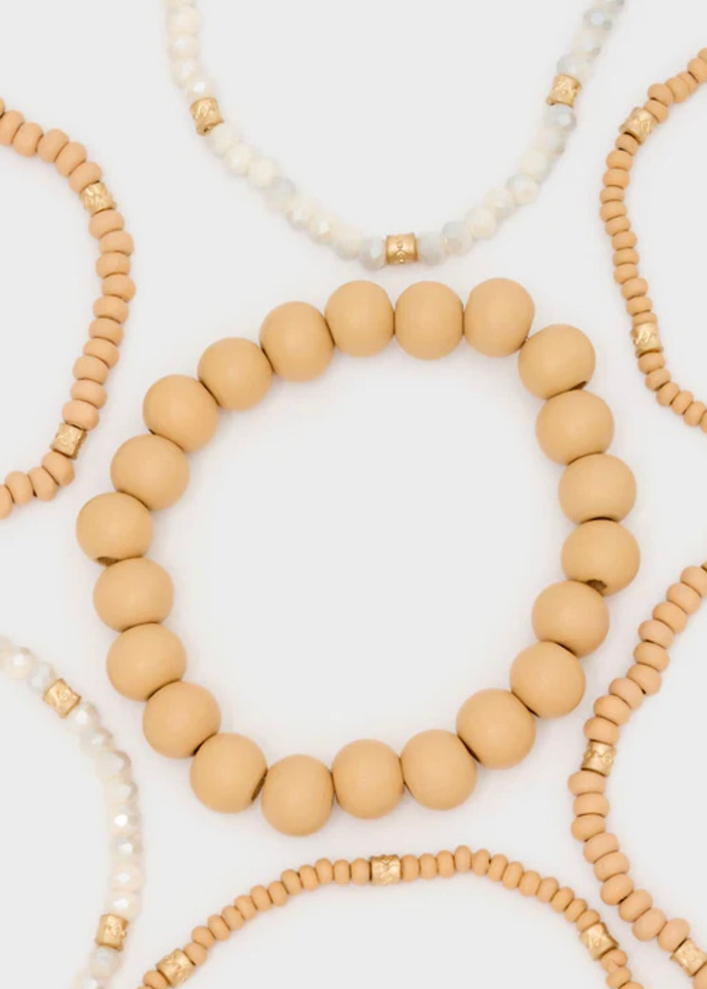 NALI - Set bracciali elastici in legno pietre oro