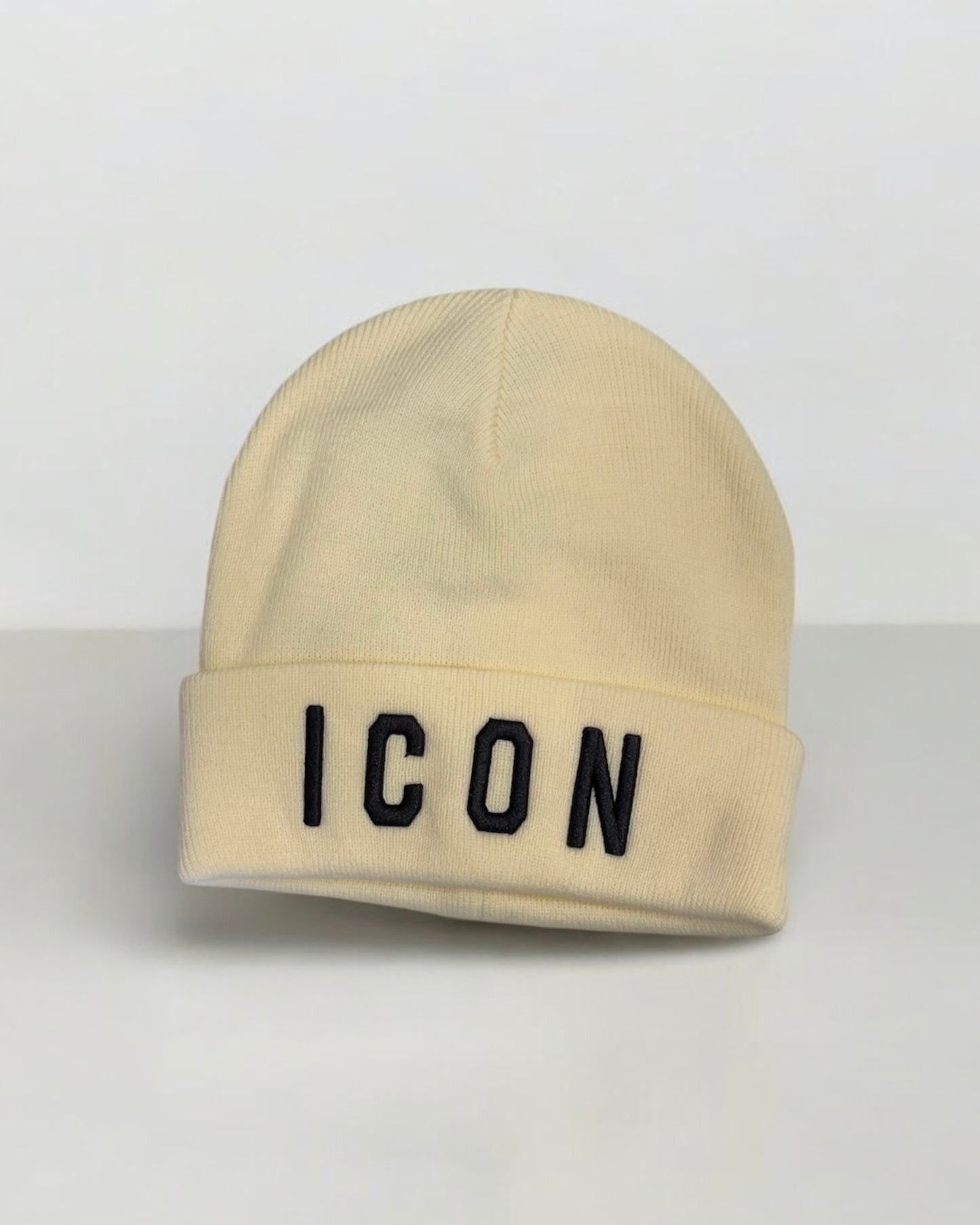 ICON - Cappello  avorio in lana con logo bambino/bambina