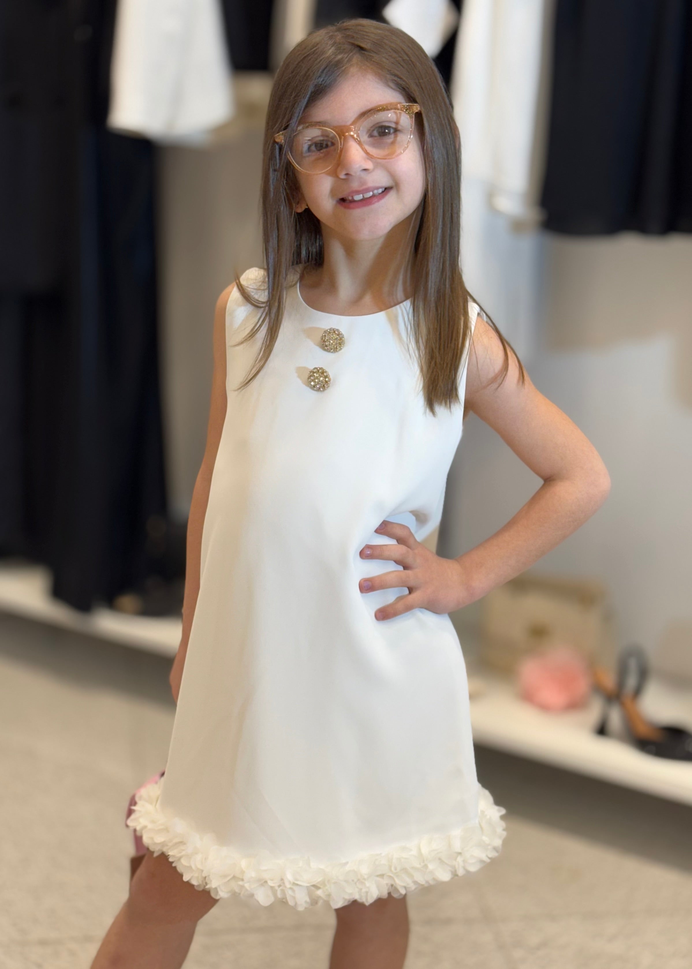 JANICE - Abito bianco con fiori bambina