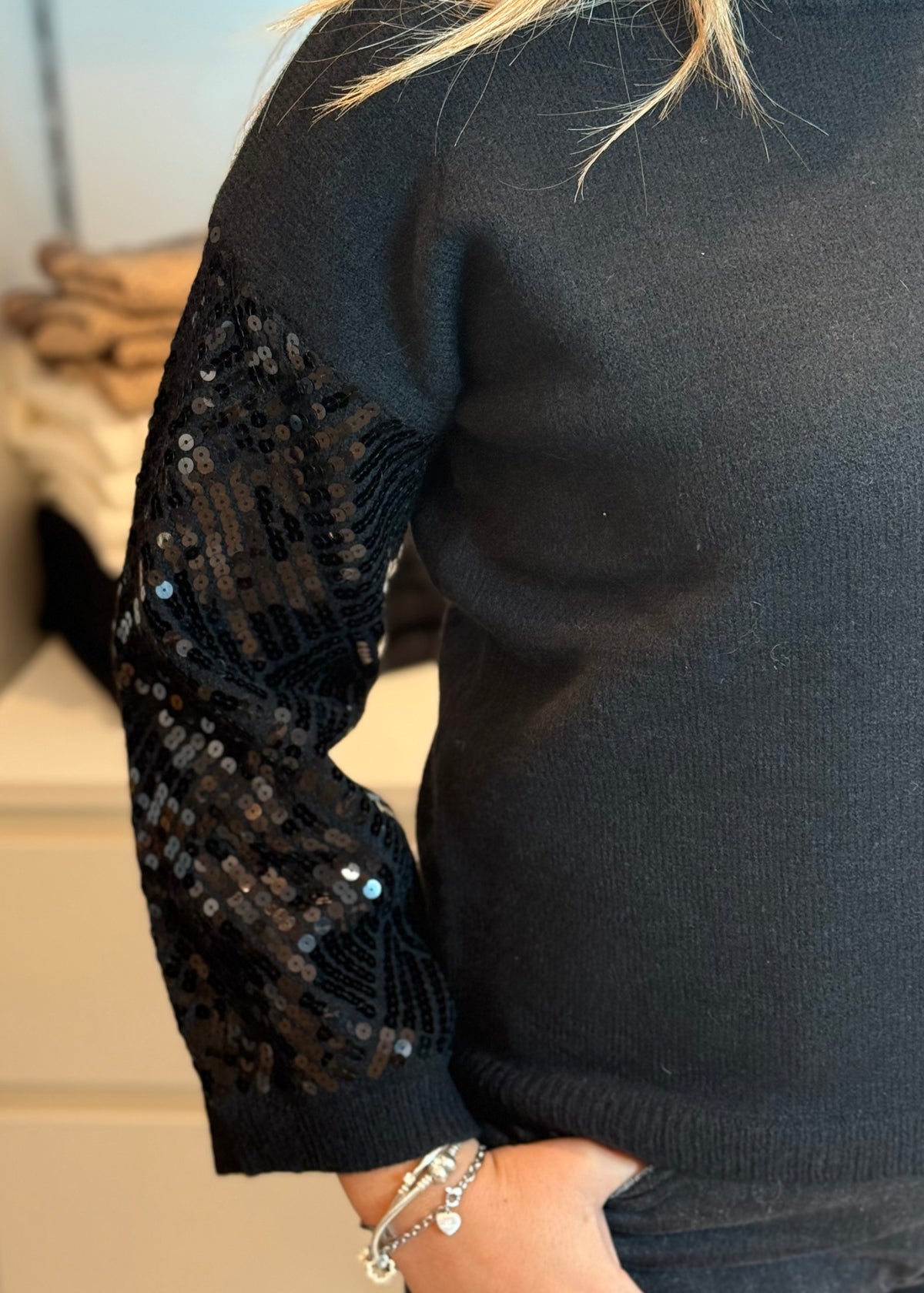 INFLUENCER - Maglia con maniche paillettes donna
