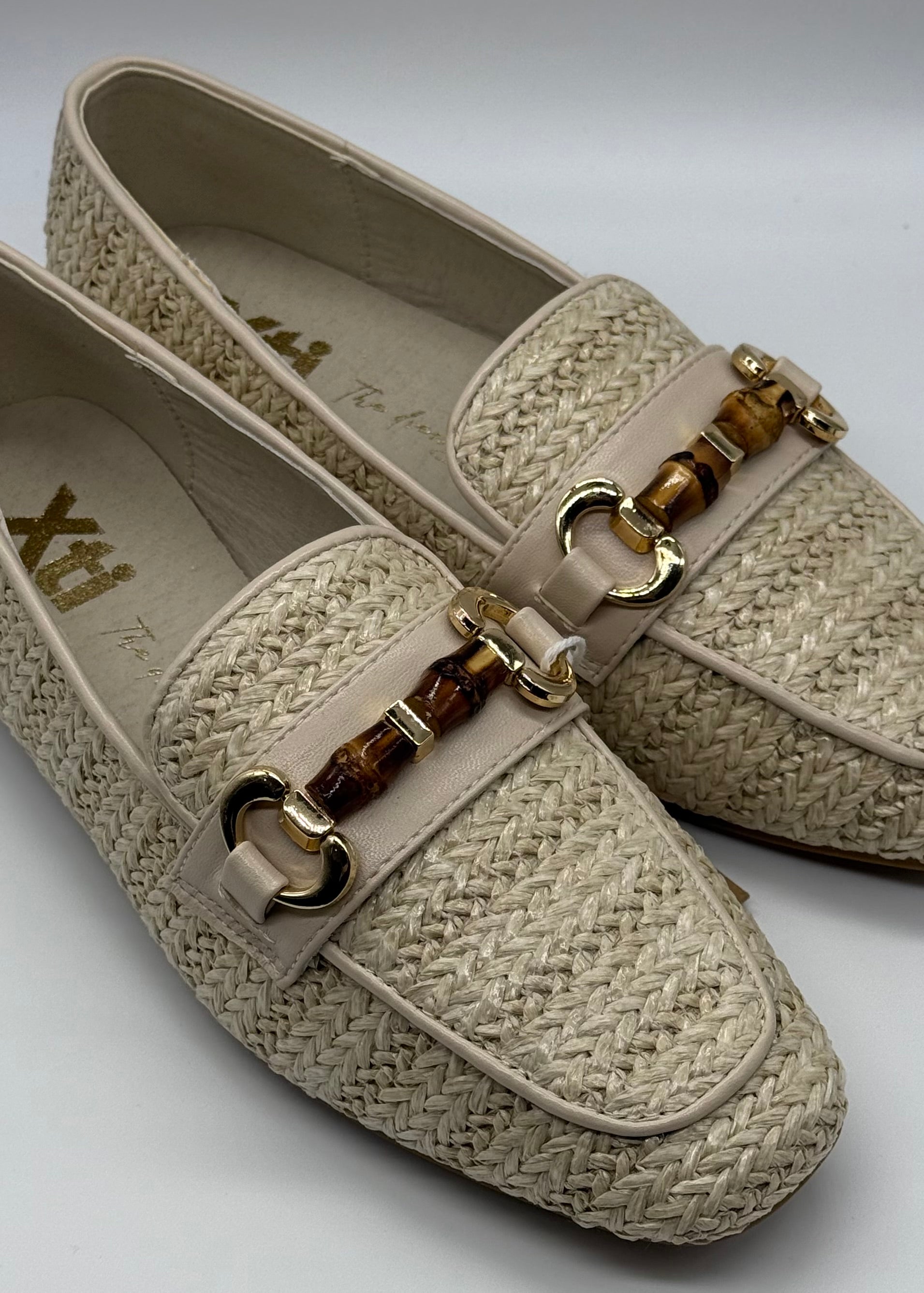 XTI - MEMORY FOAM - Mocassino beige in rafia con applicazione donna