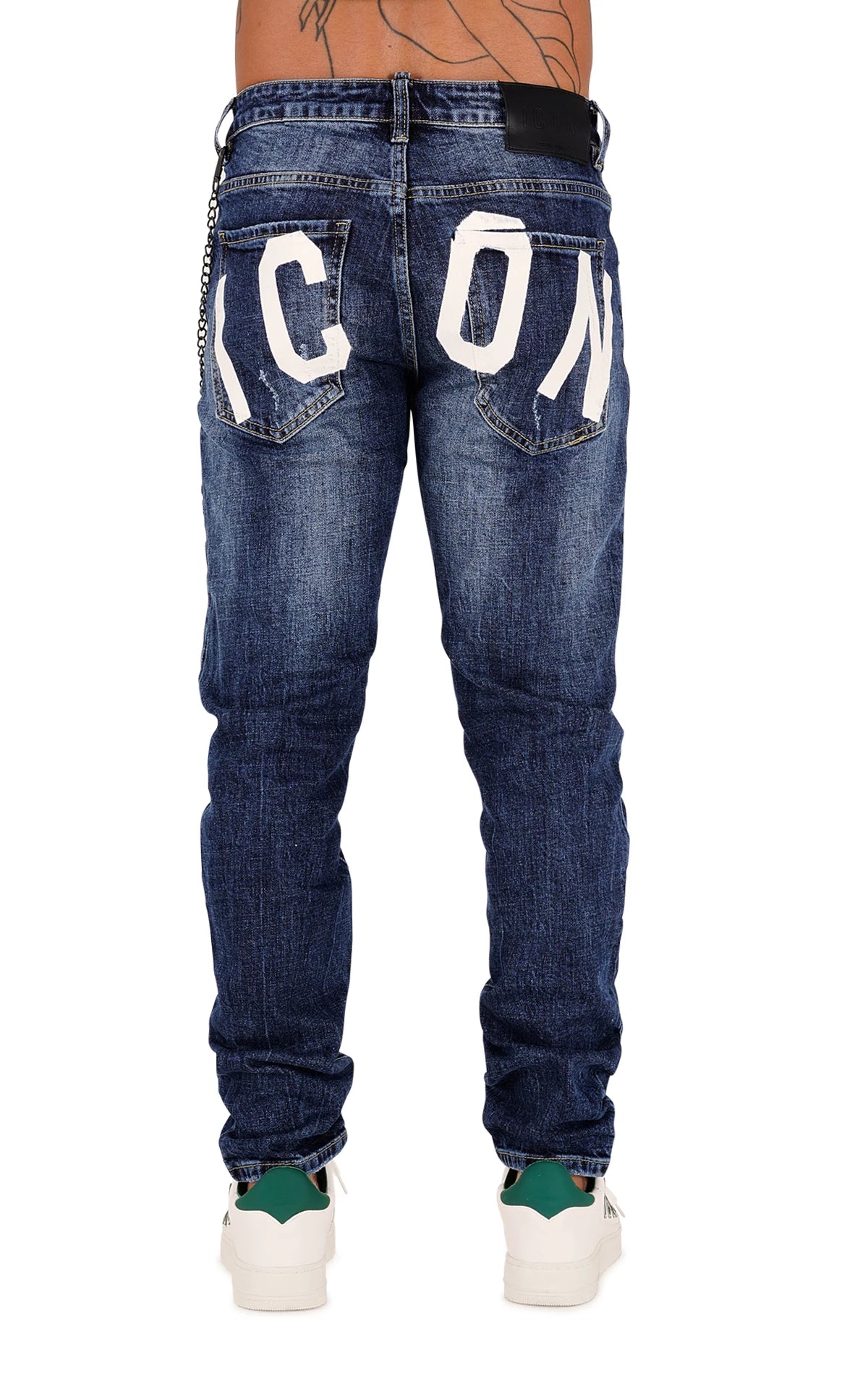 ICON - Jeans logo grande sul retro uomo