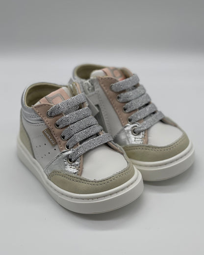 BALDUCCI - PRIMO PASSO - Sneakers silver e rosa con lacci lurex