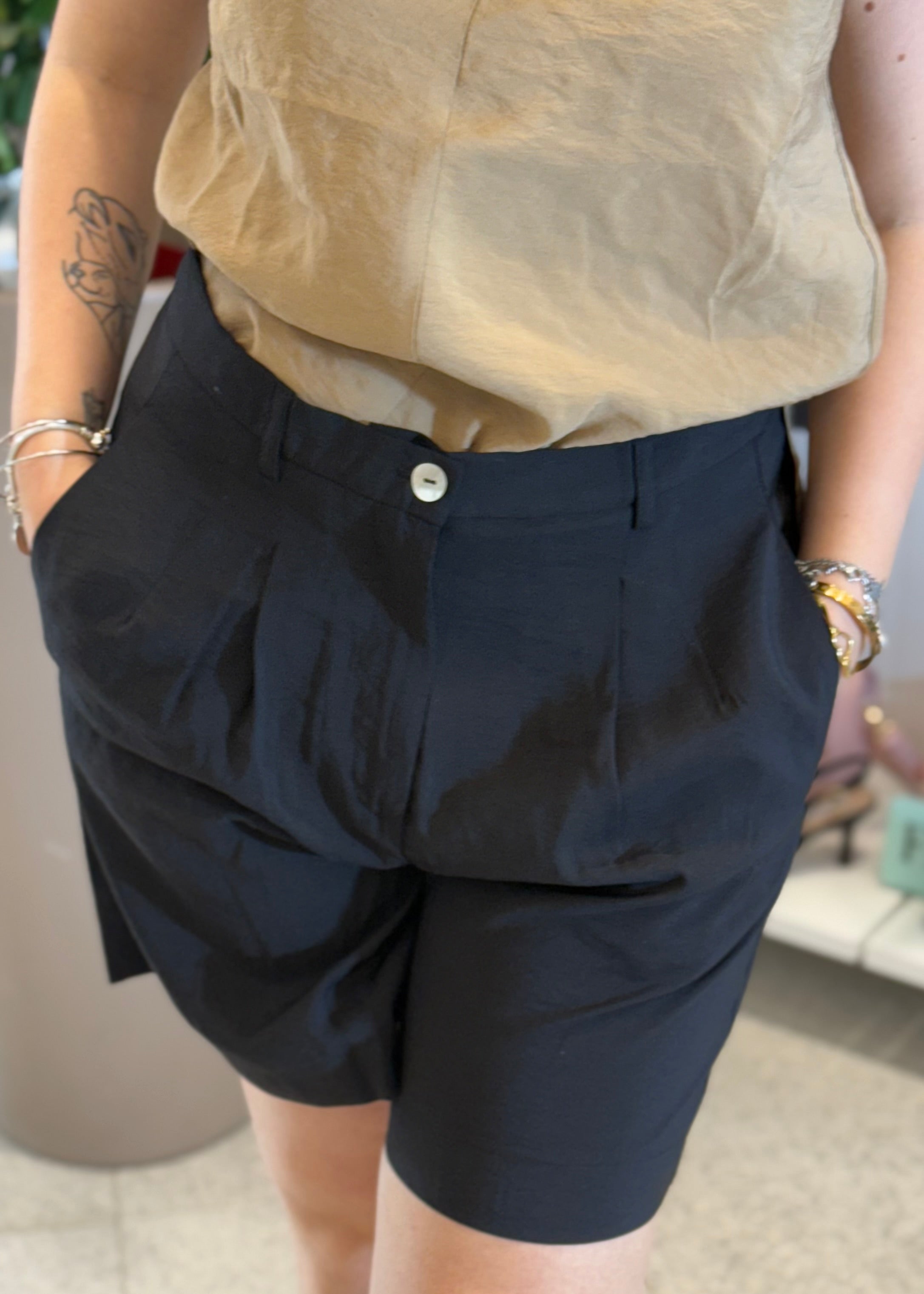 TEE TIME - Bermuda in viscosa NERO donna