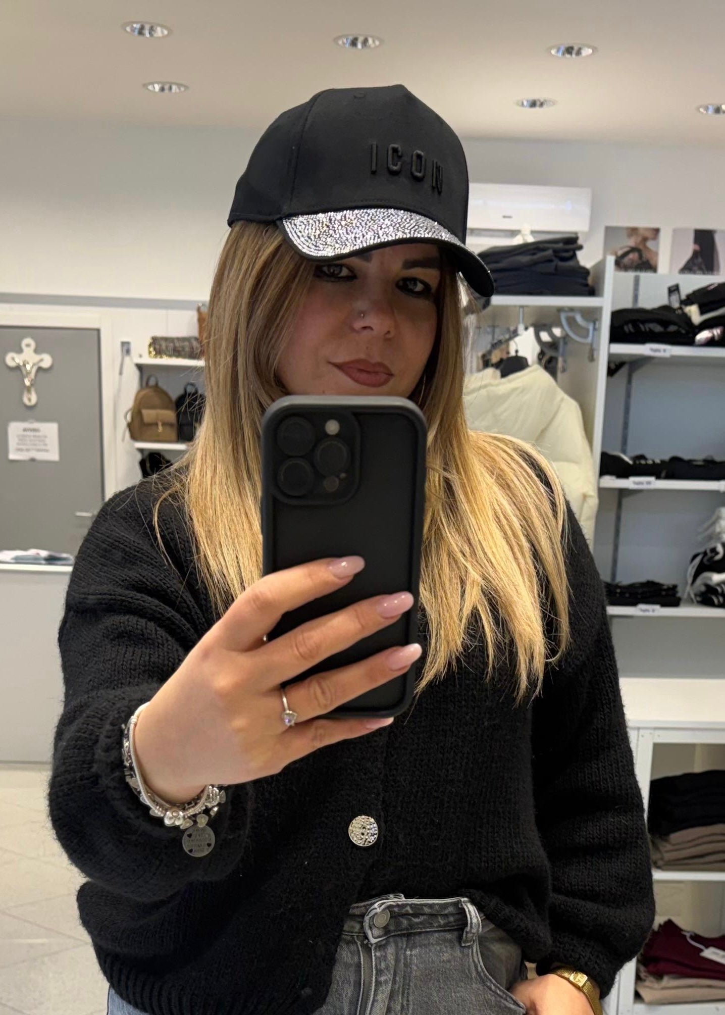 ICON - Cappello con strass donna