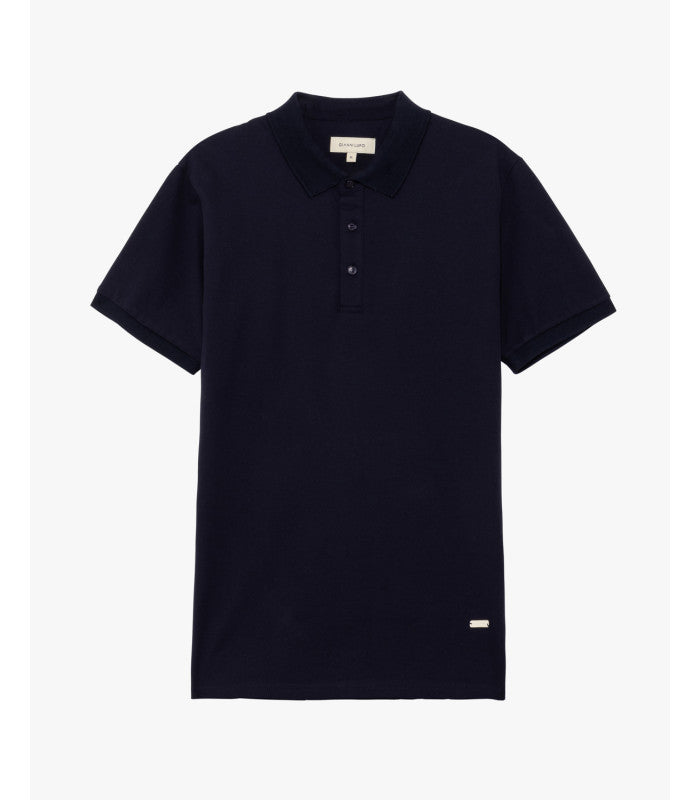 GIANNI LUPO - Polo blu in cotone piquet uomo